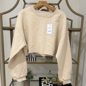 Cream Cropped Sweatshirt